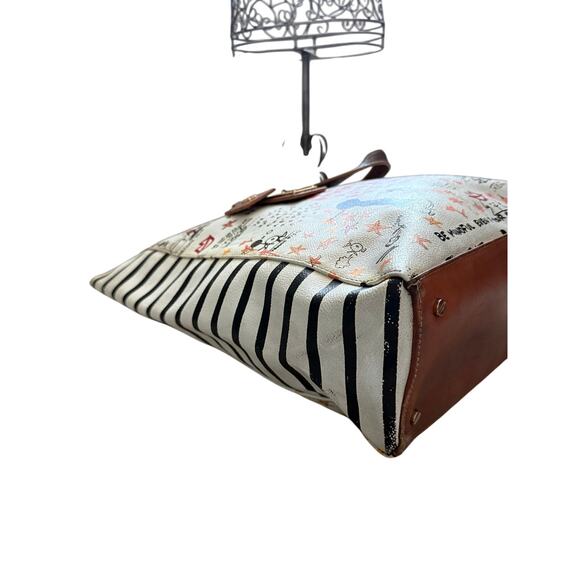 Tory Burch Limited Edition De La Vega Tote Bag Rare Graphic Art Quote Leather - Picture 6 of 12